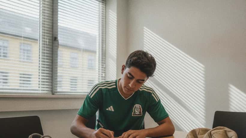 Ung mexicansk fodboldspiller underskriver professionel kontrakt i sportsagentkontorer