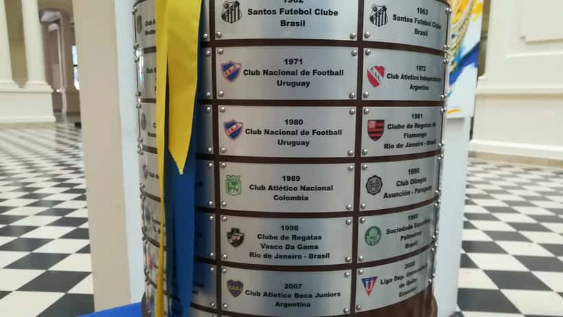 Copa Libertadores trophy on display, representing South America's premier club football competition