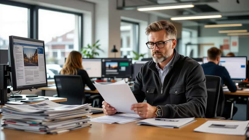 Dansk journalist læser opsigelsesdokument i redaktion