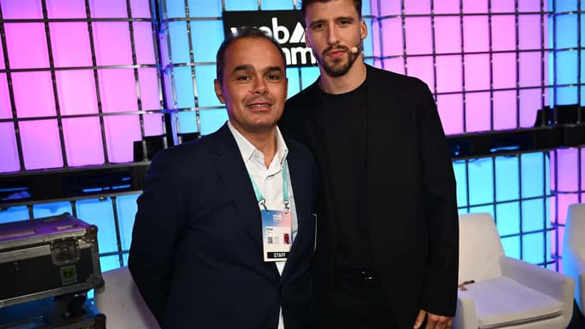 Ruben Dias difensore del Manchester City fotografato al Web Summit nel novembre 2024
