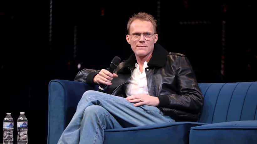 Paul Bettany at a Marvel event, actor known for playing Vision in WandaVision and VisionQuest