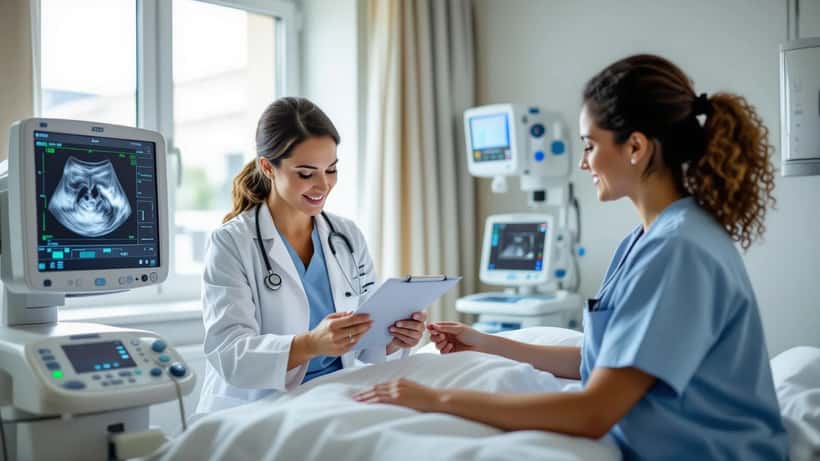 Mulher portuguesa em consulta de ginecologia com médica especialista em fertilidade