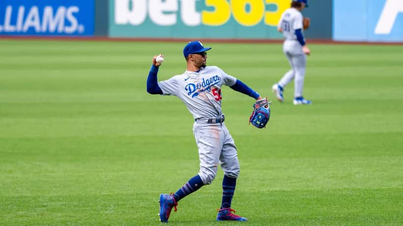 Mookie Betts playing for the Los Angeles Dodgers