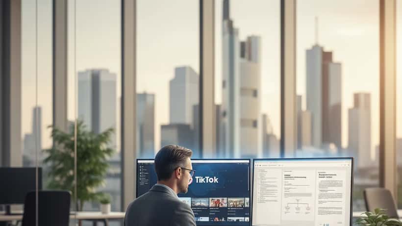 IT-Berater prüft TikTok-DSGVO-Compliance auf Laptop in Frankfurt