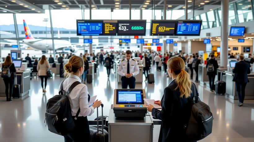 Valise sur balance à l'aéroport affichant un surpoids, illustration des frais de bagages contestés en 2026