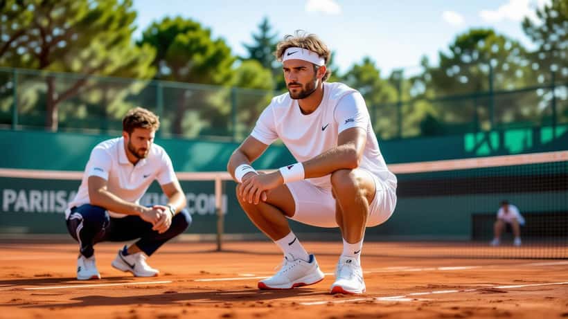 Tennisspeelster op clay court met enkelblessure tijdens training Roland Garros