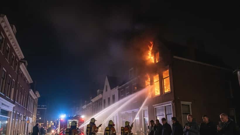 Brandweer bestrijdt uitslaande woningbrand in Utrecht, Nederland