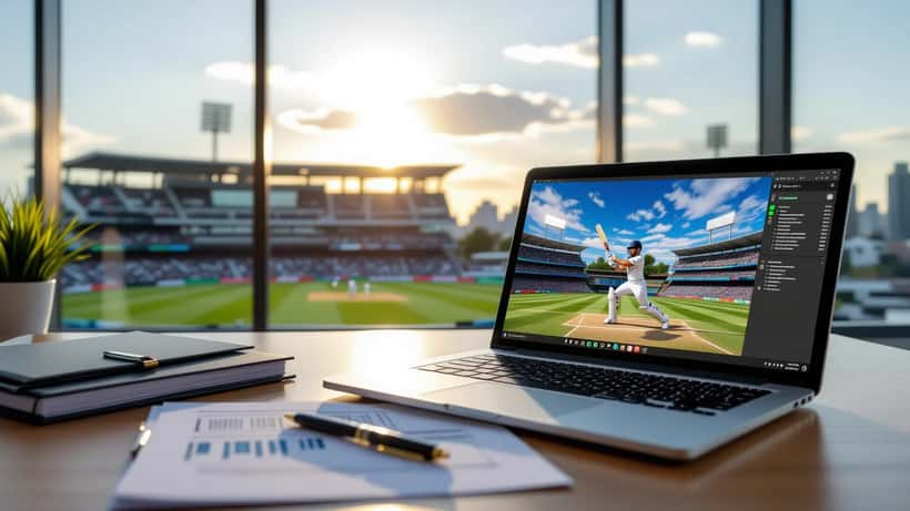 Australian cricket player in batting stance during a T20 match at Australian stadium