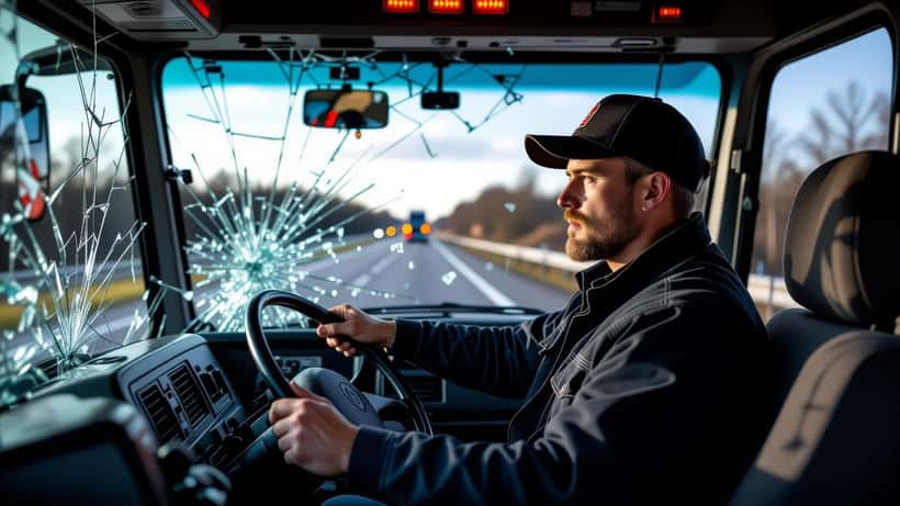 Vrachtwagenchauffeur zit aangeslagen in zijn cabine na een dodelijk ongeluk op de N48 in Drenthe