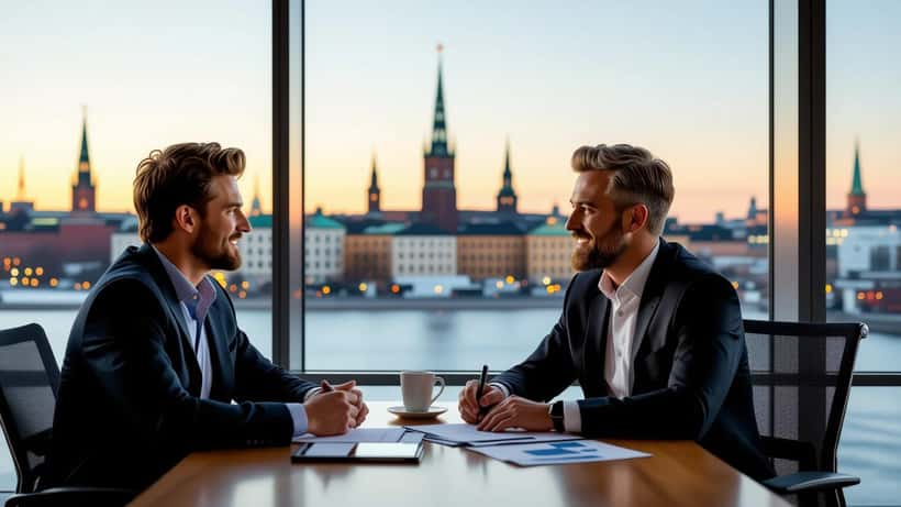 Finansiell rådgivare analyserar geopolitisk riskexponering i portfölj med kartor och diagram på skärm
