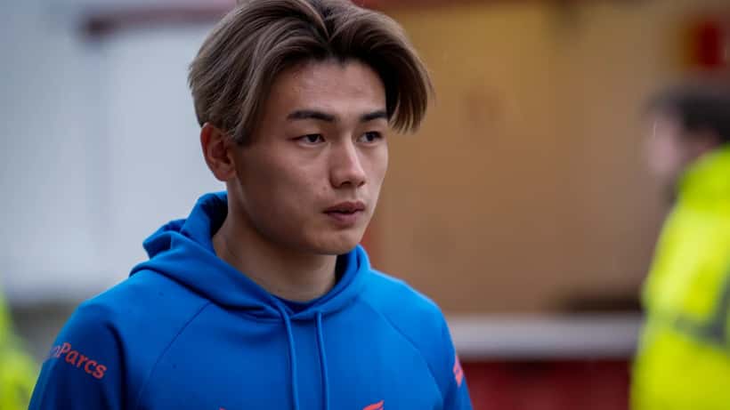 Ayase Ueda playing for Feyenoord, the Japan striker who scored twice in the 2026 World Cup win over Tunisia