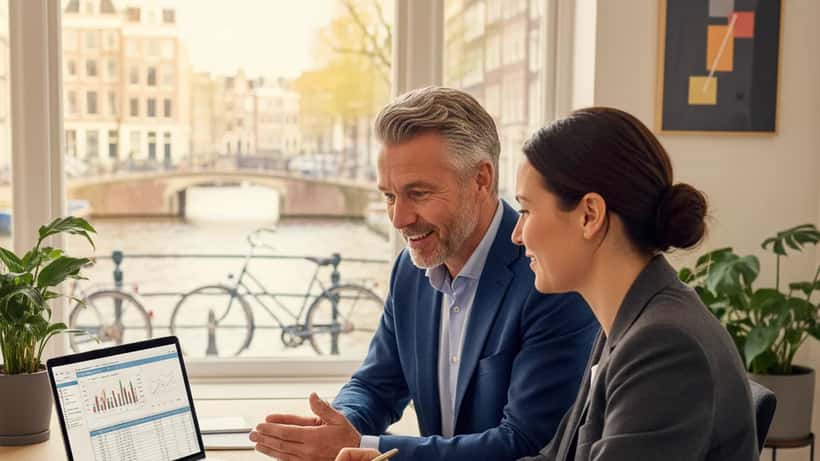 Nederlandse man bespreekt financieel plan met adviseur na grote loterij-winst Postcode Loterij Miljoenenjacht