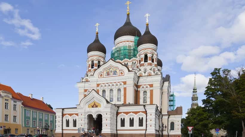 Alexander Nevsky Cathedral in Tallinn, Estonia's historic capital, blue sky