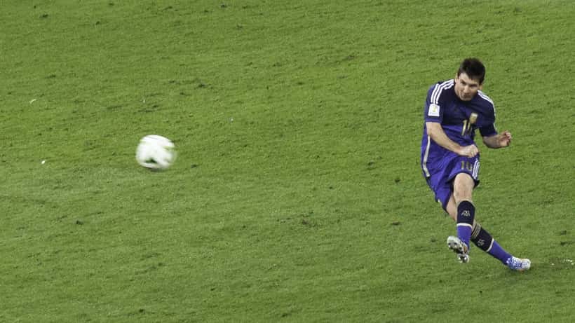Lionel Messi en action lors d'une finale de Coupe du Monde de football