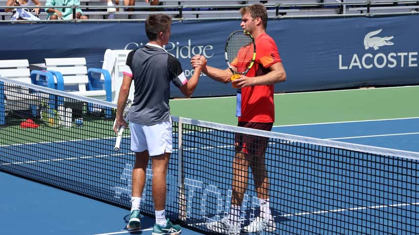 Zachary Svajda, tennisman américain classé No. 82 ATP, lors du tournoi DC Open 2023