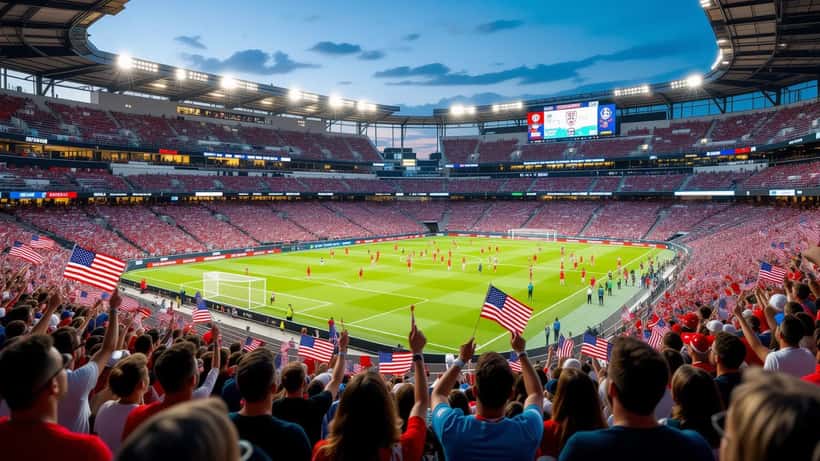 American soccer stadium filled with fans during 2026 World Cup match