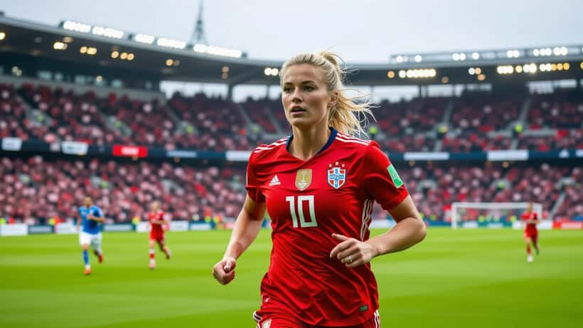 Erling Haaland Norway captain running at Ullevaal Stadium UEFA Nations League 2026