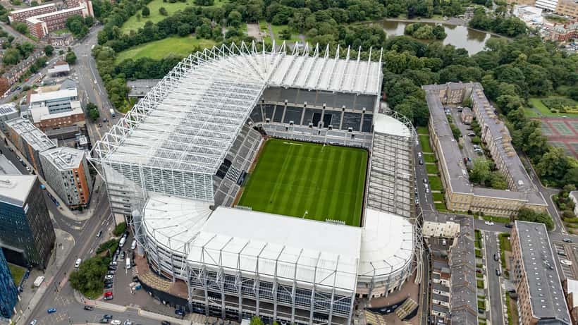 St. James' Park i Newcastle, arena for Premier League-kampen mellom Newcastle United og Liverpool FC