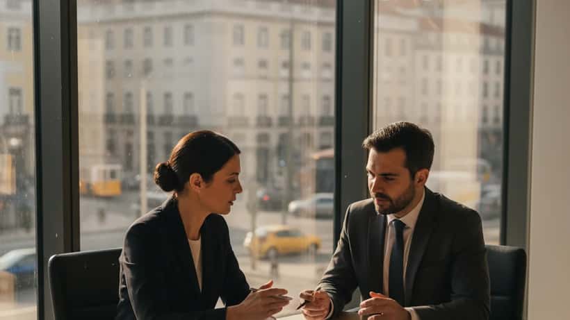 Condutor português em consulta com advogado sobre coima rodoviária em Lisboa