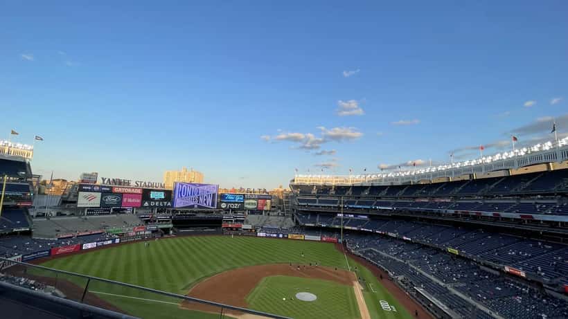 Yankee Stadium aerial view during a 2023 baseball game, site of the April 2026 Yankees-Angels series