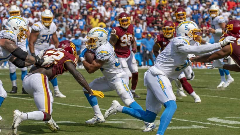 Los Angeles Chargers players in NFL game action, 2026 season