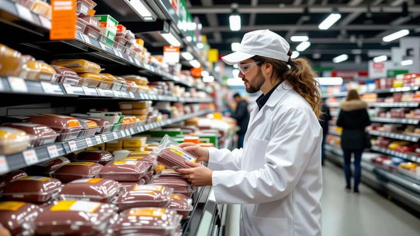 Rayon surgelés d'un supermarché français avec un produit sous rappel alimentaire