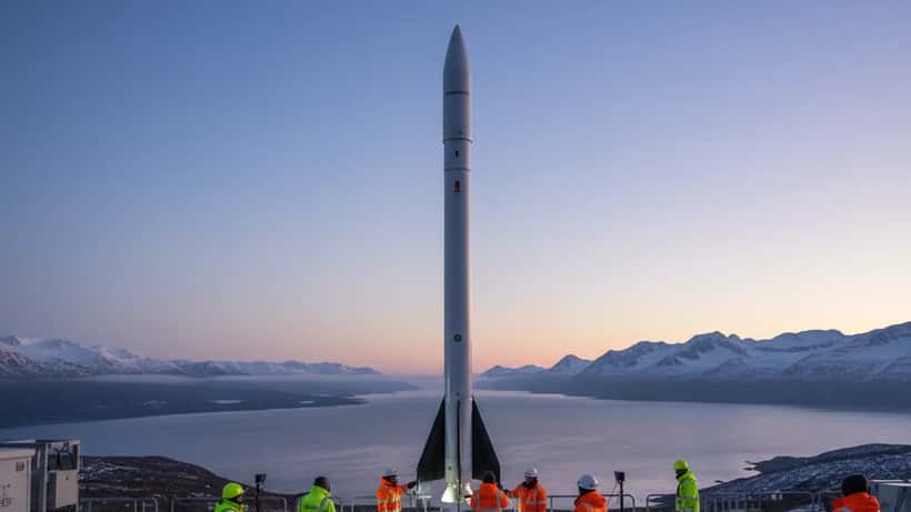 Isar Aerospace Spectrum-Rakete auf der Startrampe in Andøya, Norwegen