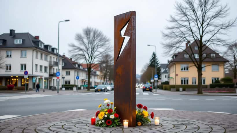 Blick auf die Rheinallee in Bad Godesberg, Bonn, wo am 9. Mai 2026 die Gedenkstele für Niklas Pöhler eingeweiht wurde