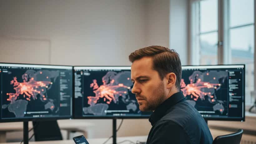 IT-säkerhetsspecialist kontrollerar BankID-app på smartphone efter intrånget 2026