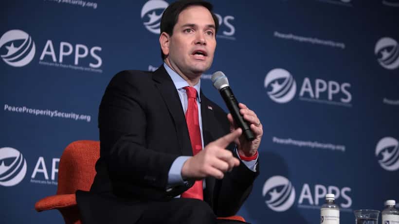 Marco Rubio, secrétaire d'État américain, lors d'une allocution officielle