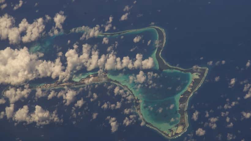 Satellite view of the Chagos Archipelago from the International Space Station