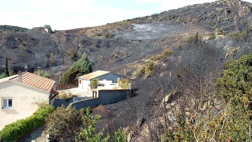 Incendie de forêt en France, flammes détruisant des habitations dans le département de l'Allier en 2026