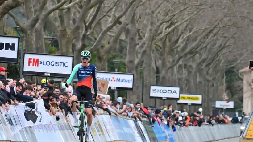 Paul Seixas racing solo at a professional UCI World Tour cycling event in 2026