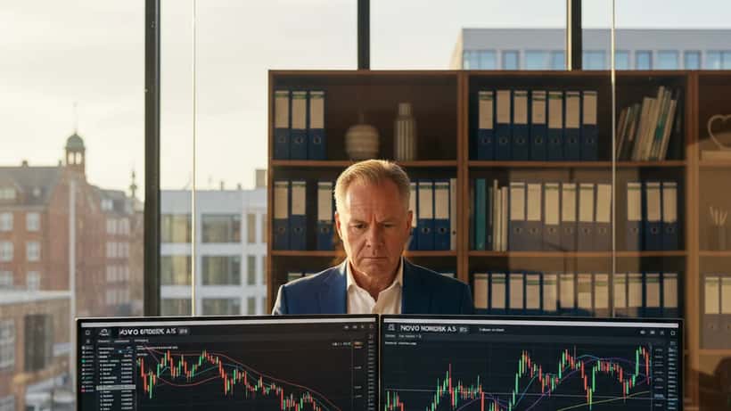 Dansk finansrådgiver analyserer Novo Nordisk aktiekurs i Københavns kontor