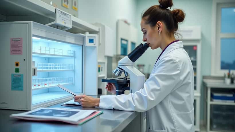 Especialista em medicina reprodutiva em laboratório de fertilização in vitro