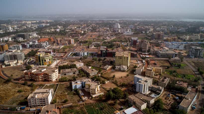 Luftfoto over boligstrøket ACI 2000 i Bamako, Mali