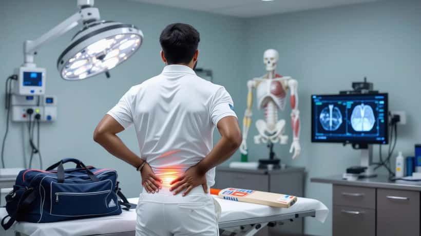 Cricket player with lower back pain in a Canadian sports medicine clinic