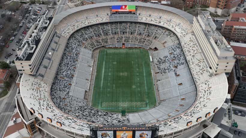 Aerial view of Neyland Stadium, home of the Tennessee Volunteers football team