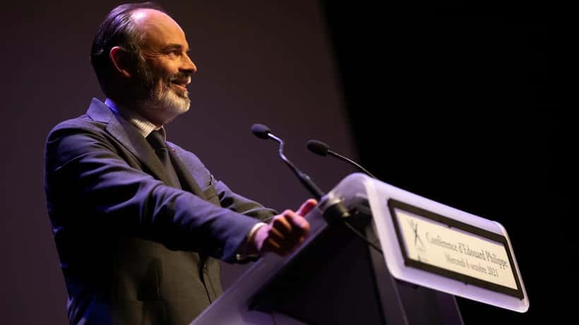 Édouard Philippe lors d'une intervention publique, 2021
