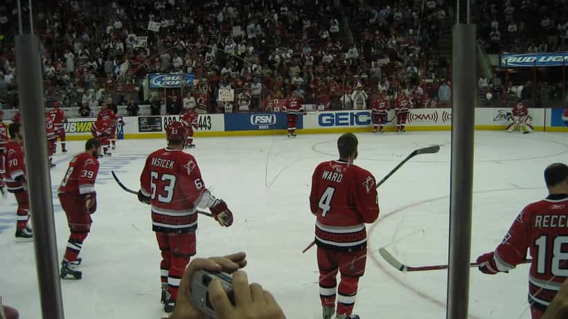 The Stanley Cup trophy lifted in celebration as Carolina Hurricanes claim their second championship in 2026