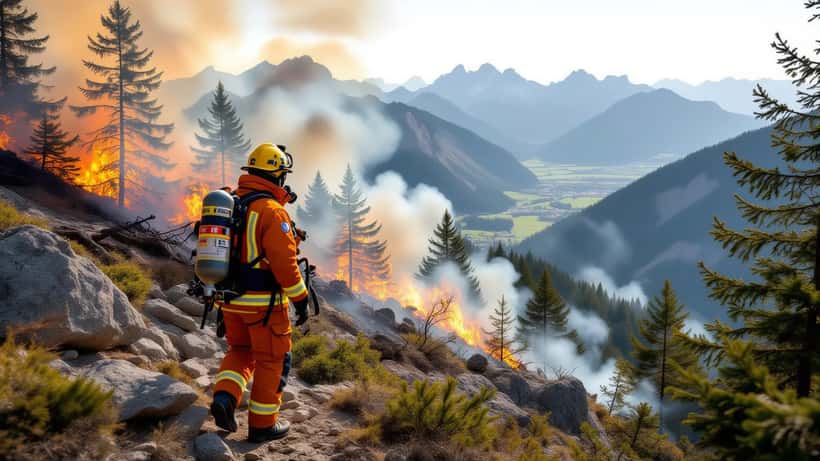 Waldbrand in alpiner Landschaft – Feuerwehreinsatz am Steilhang im Salzkammergut