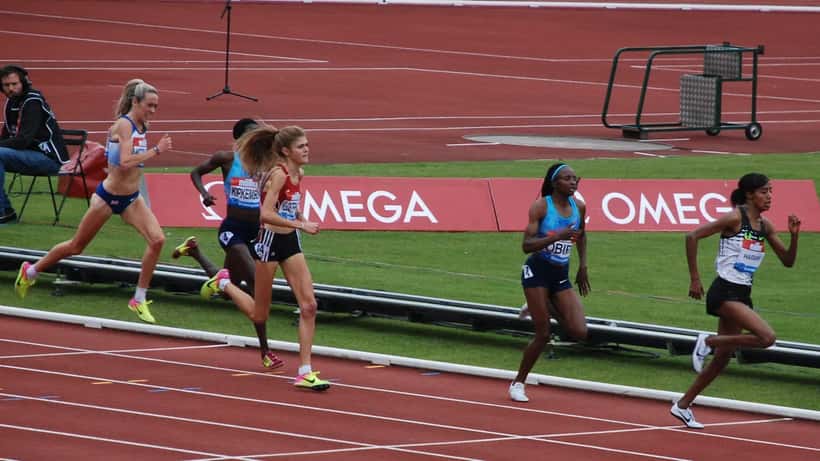 Eilish McColgan competing in a distance running event, the Scottish marathon runner who raced at the 2026 London Marathon
