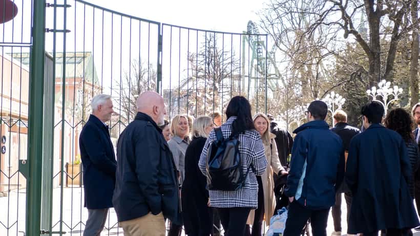 Magdalena Andersson talar vid ett evenemang i Göteborg april 2026