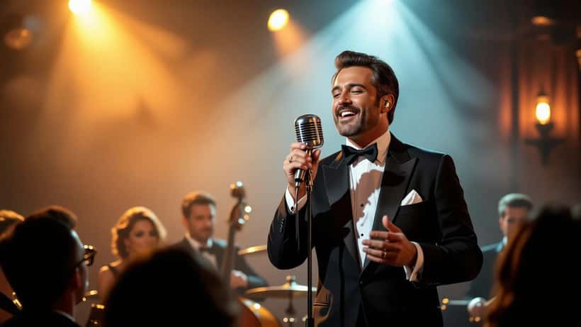 Peppino di Capri en concert, scène italienne vintage et énergique