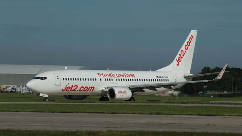 Jet2 Boeing 737 aircraft on the tarmac at Manchester Airport