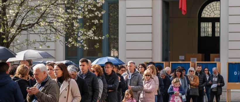 Cittadini italiani in fila al seggio elettorale per il referendum giustizia 2026