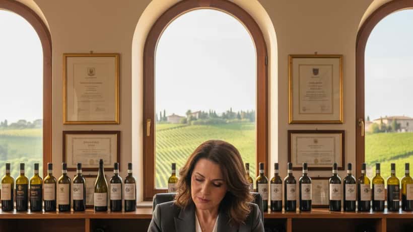 Avvocatessa italiana che esamina contratti in uno studio a Verona