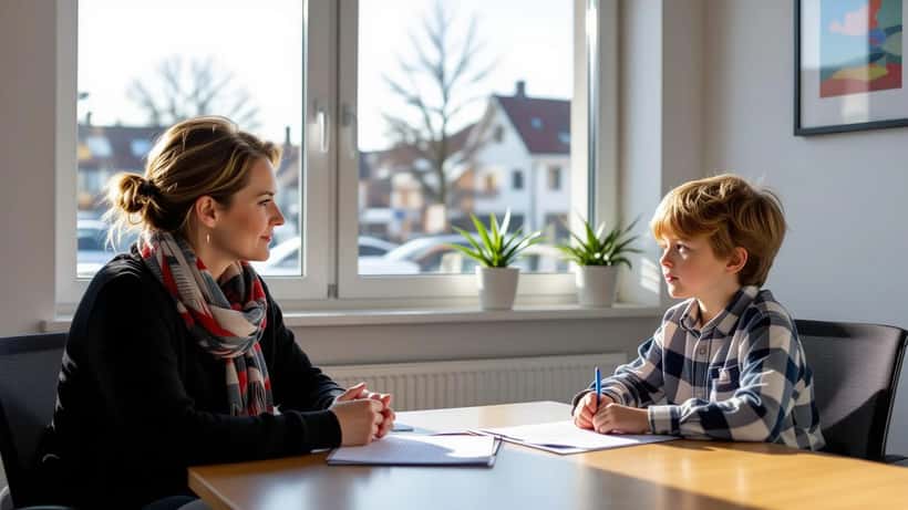 Mamma och barn i samtal med läkare om ADHD-utredning i Sverige 2026
