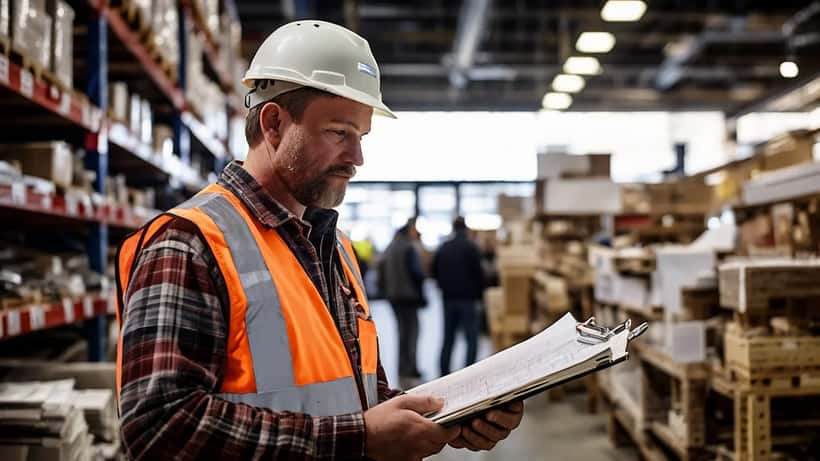 Canadian contractor examining building materials inside a hardware store