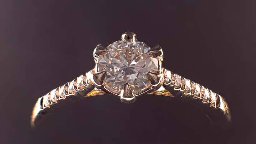Close-up of a diamond engagement ring